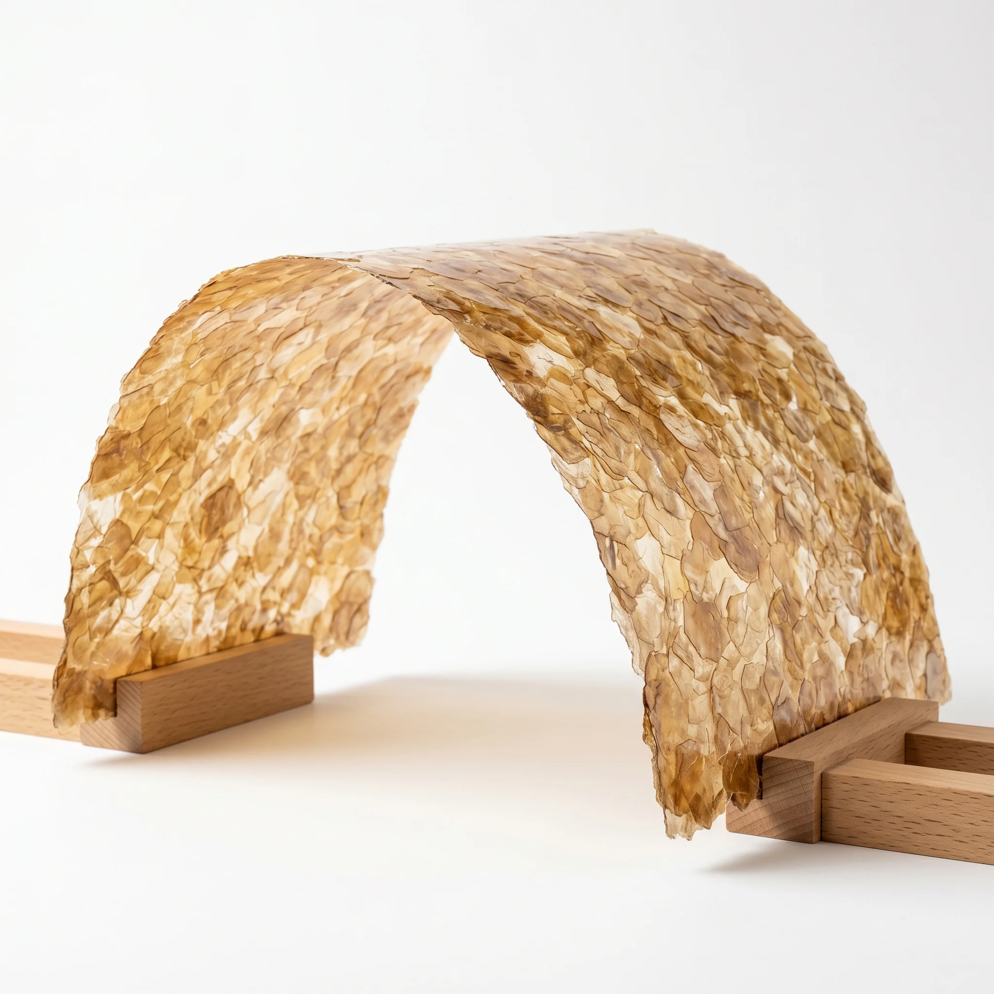 Гибкость миканита ГМС — лист согнут дугой, демонстрация гибкости мусковитового миканита