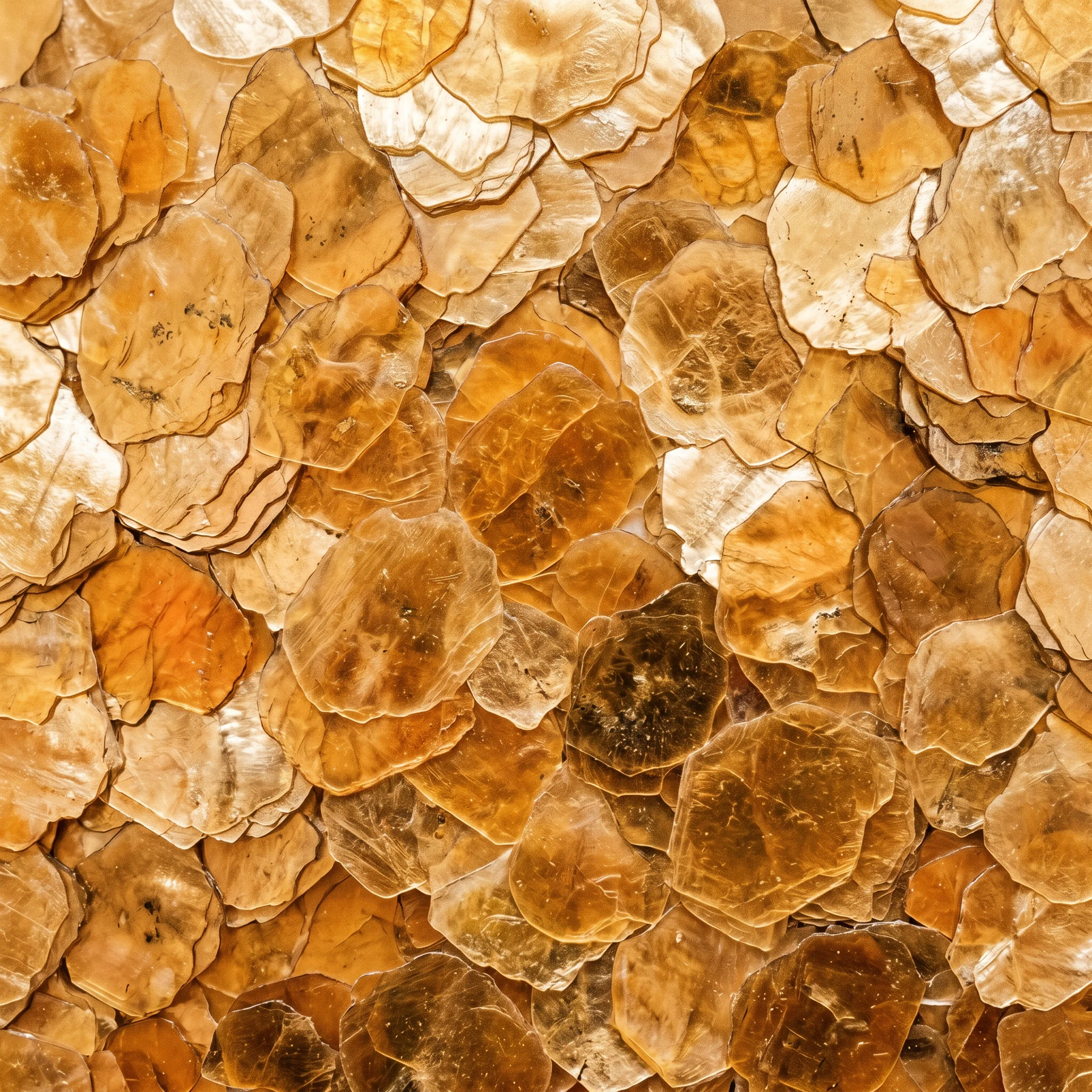 Структура миканита ГМС — мозаика чешуек натурального мусковита крупным планом