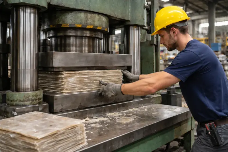 Производство миканита — гидравлический пресс